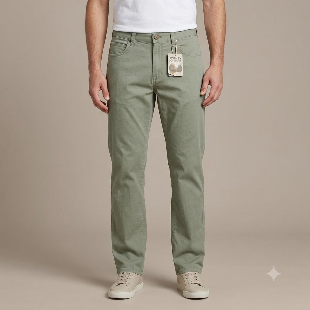 Jockey Outdoors Pants‎ Mens 38x34 Olive Green Stretch Casual NWT